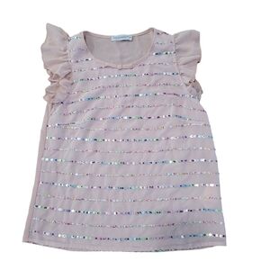 Rina SCIMENTO Italian Sequin Flutter Sleeve Blusa Blouse Size‎ M